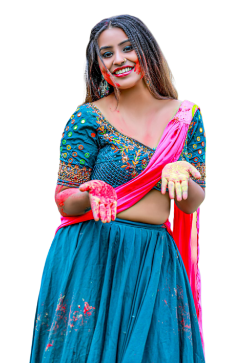 Happy Holi Indian girl image download