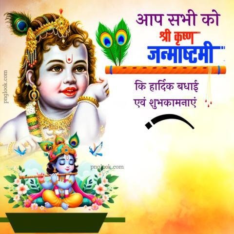 Krishna Janmashtami poster banner background download