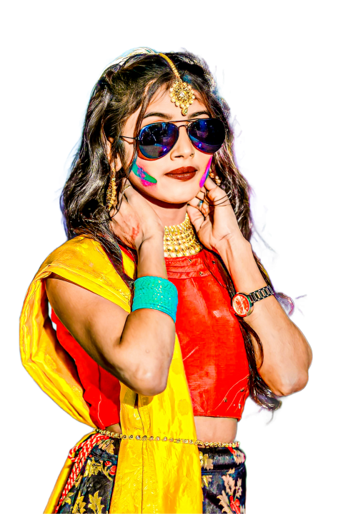 Cute Indian girl Holi celebrate image download