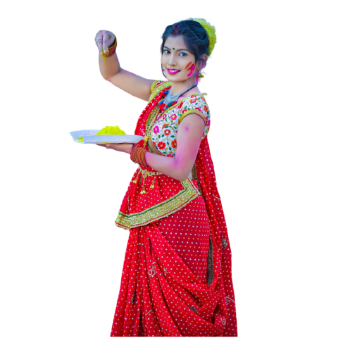 Photo PNG of Indian girl celebrating Holi festival